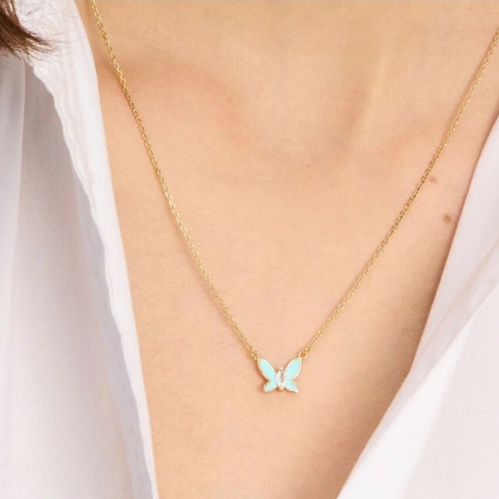 🔹️Kate Spade🔹️ Social Butterfly Pendant blue Necklace - Picture 2 of 5